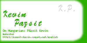 kevin pazsit business card